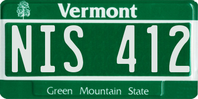 VT license plate NIS412