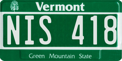 VT license plate NIS418