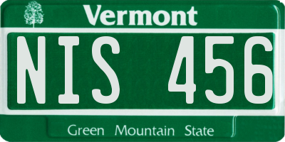 VT license plate NIS456