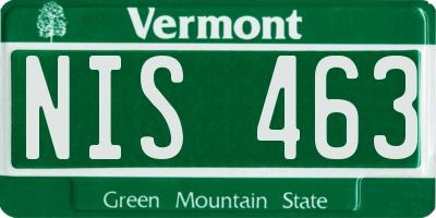 VT license plate NIS463