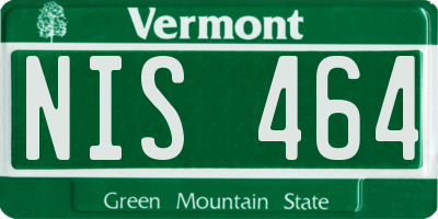 VT license plate NIS464
