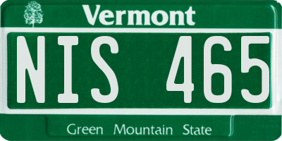 VT license plate NIS465