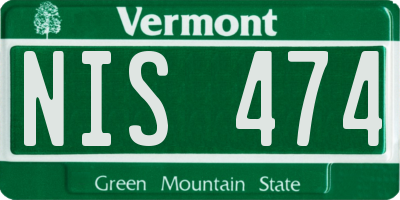 VT license plate NIS474