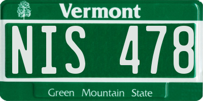 VT license plate NIS478