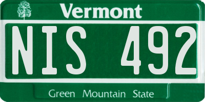 VT license plate NIS492