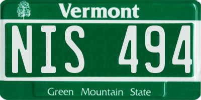 VT license plate NIS494