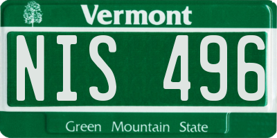 VT license plate NIS496