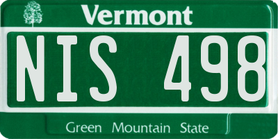 VT license plate NIS498