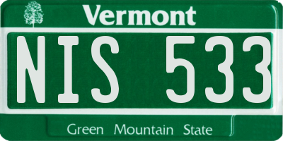 VT license plate NIS533