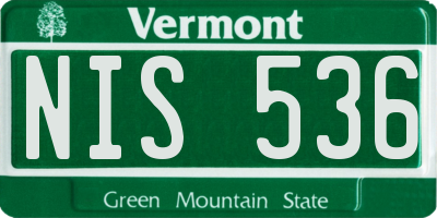VT license plate NIS536