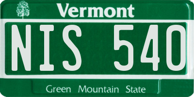 VT license plate NIS540