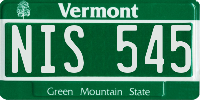 VT license plate NIS545