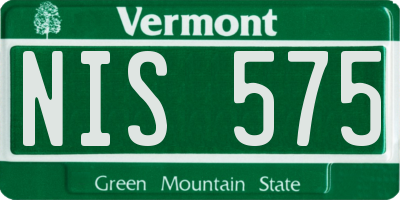 VT license plate NIS575
