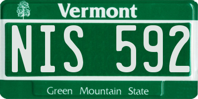VT license plate NIS592