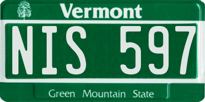VT license plate NIS597