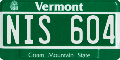 VT license plate NIS604