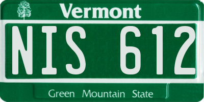 VT license plate NIS612