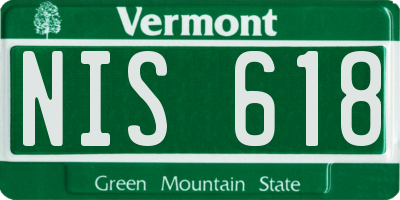 VT license plate NIS618