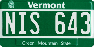 VT license plate NIS643