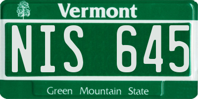 VT license plate NIS645