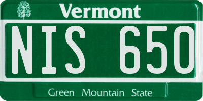 VT license plate NIS650