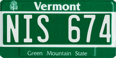 VT license plate NIS674
