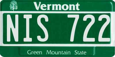 VT license plate NIS722