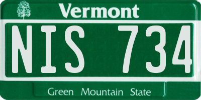 VT license plate NIS734