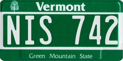 VT license plate NIS742