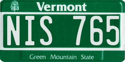 VT license plate NIS765