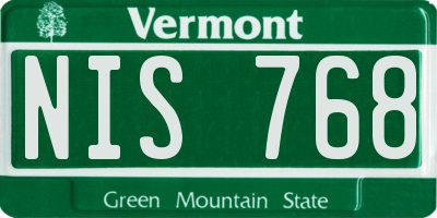 VT license plate NIS768