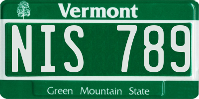 VT license plate NIS789