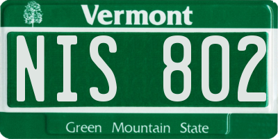 VT license plate NIS802