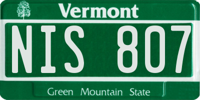 VT license plate NIS807