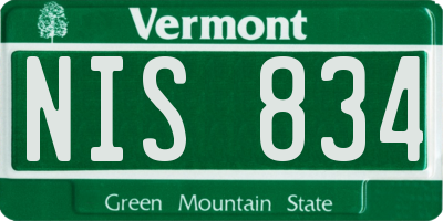 VT license plate NIS834