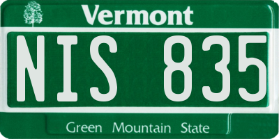 VT license plate NIS835