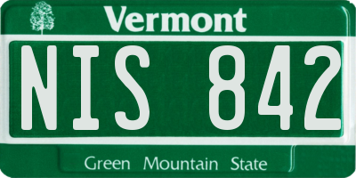 VT license plate NIS842