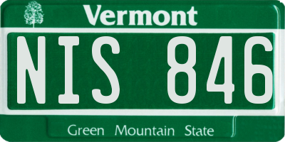 VT license plate NIS846