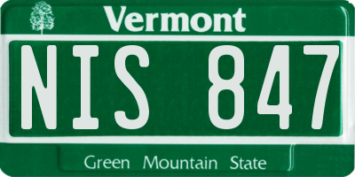 VT license plate NIS847