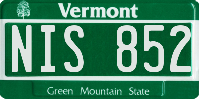 VT license plate NIS852