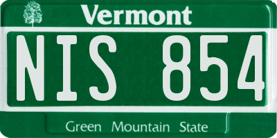 VT license plate NIS854