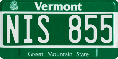VT license plate NIS855