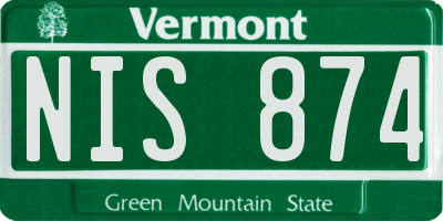 VT license plate NIS874