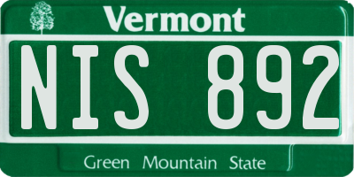VT license plate NIS892