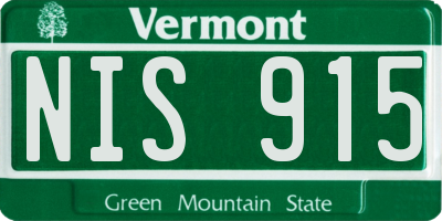 VT license plate NIS915
