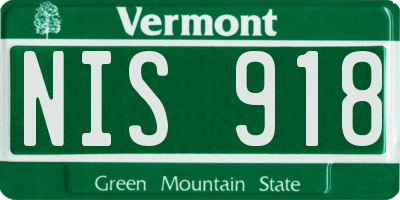 VT license plate NIS918