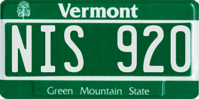 VT license plate NIS920