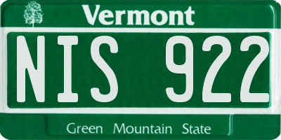 VT license plate NIS922