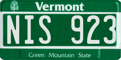 VT license plate NIS923