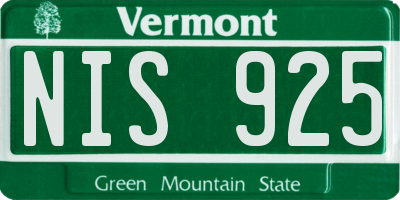 VT license plate NIS925